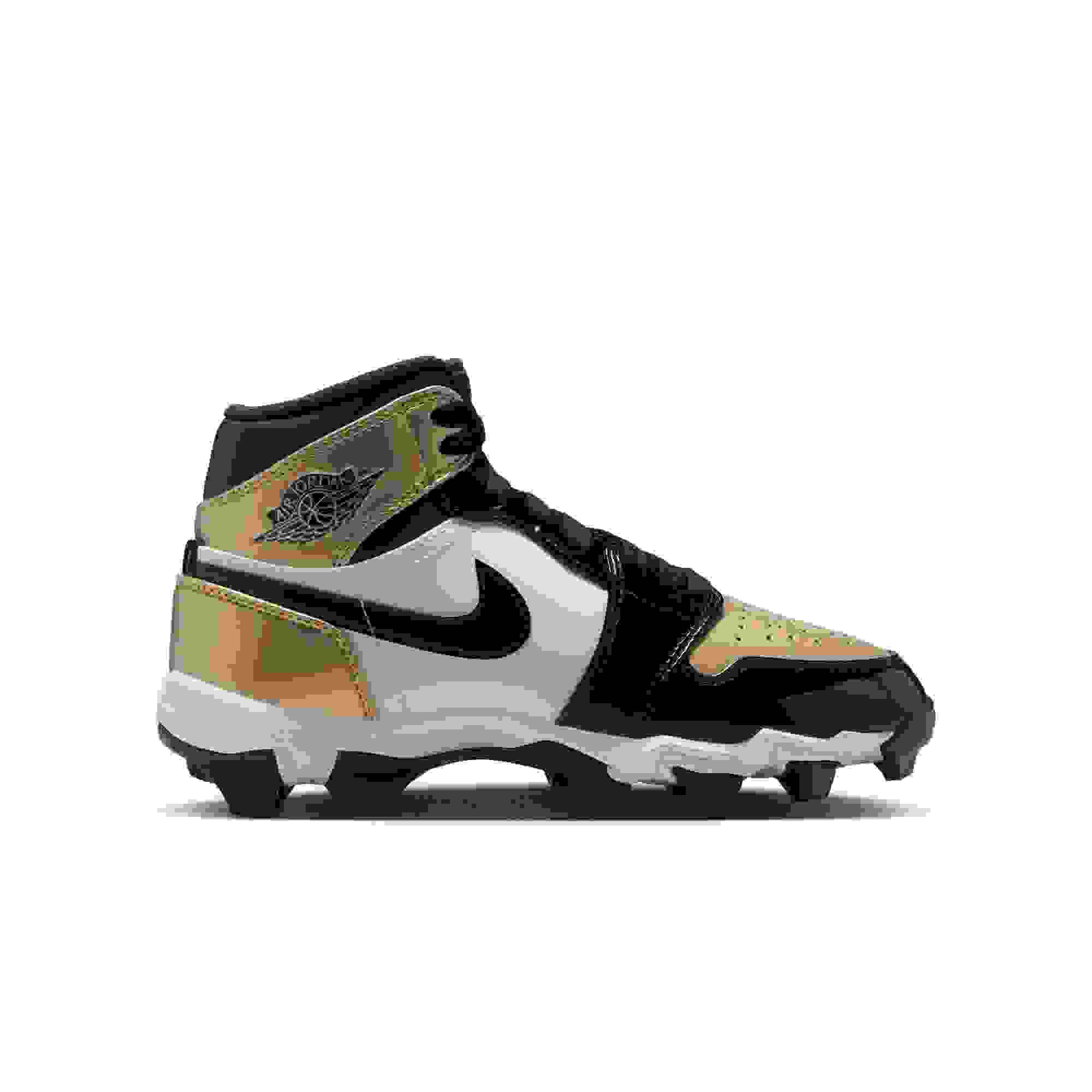 Jordan 1 Mid Preschool Boys' "Metallic Gold/Black/White" Multisport Cleat